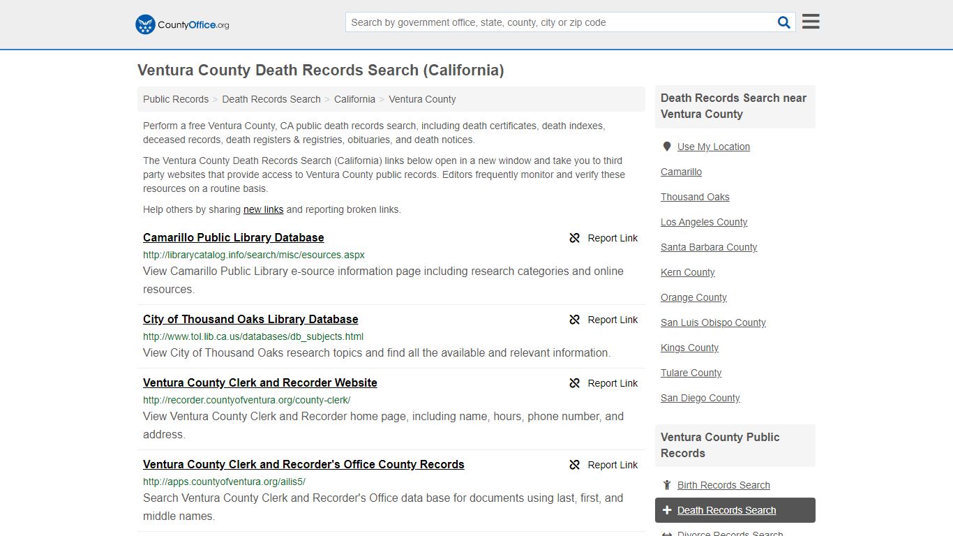 Death Records Search - Ventura County, CA (Death ...