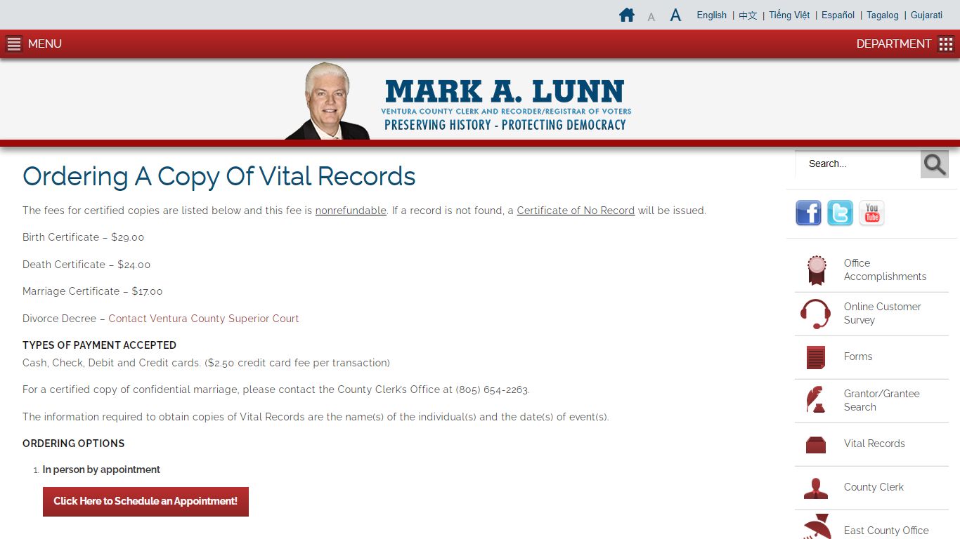 Ventura County, CA – County Clerk and Recorder / Registrar ...